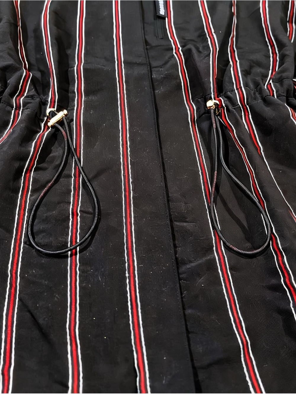 EUC Tommy Hilfiger Navy Red & White PinStripe Zippered Shirt/Shirt Dress Medium - Picture 11 of 13